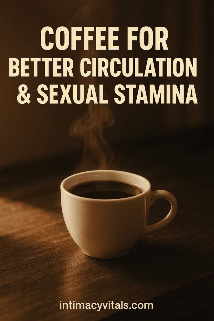 A cup of coffee with text of Black coffee boosts circulation and stamina for male sexual health