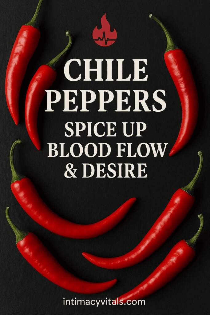 Image of chili peppers with Chile peppers increase nitric oxide and libido with capsaicin's natural effect.