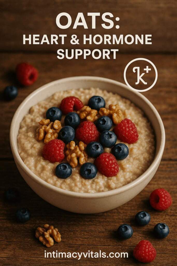 A bowl of oats with Oats support nitric oxide and testosterone—ideal for morning performance fuel.
